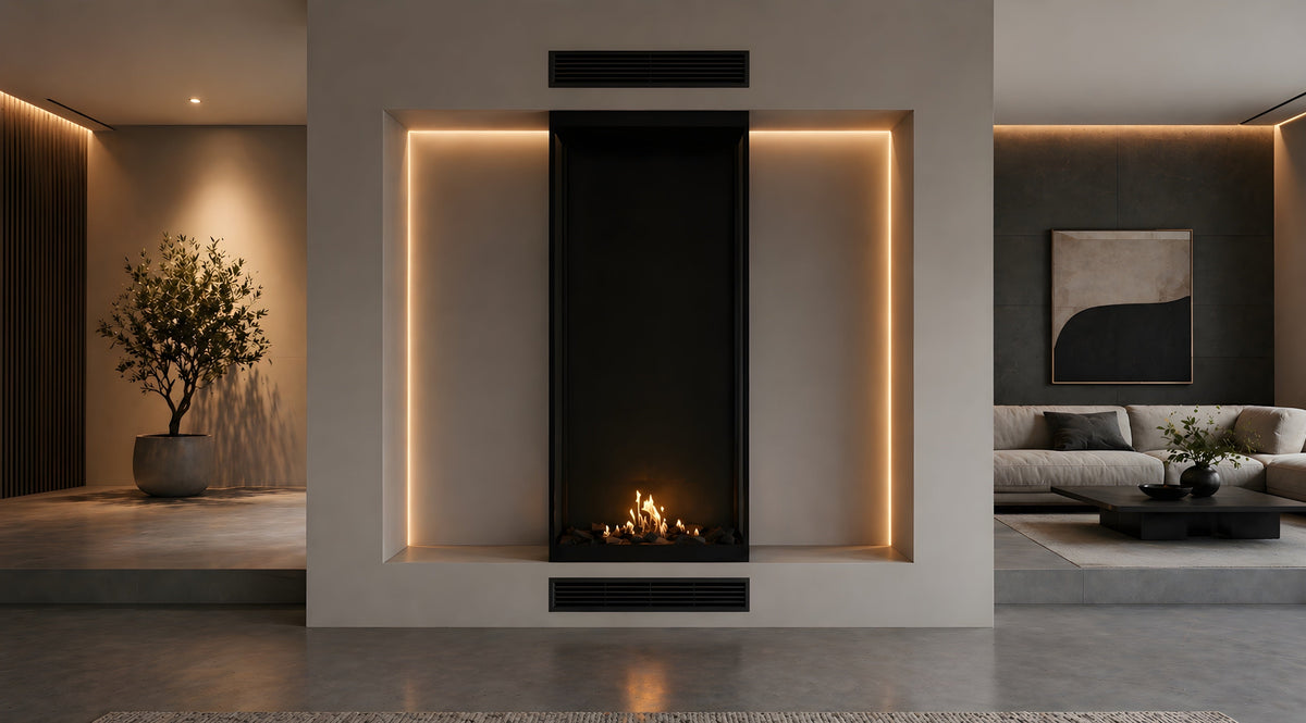 Wild Flame Made verticale driezijdige bio-ethanol roomdivider met volle glas 80 x 140 cm – detailfoto