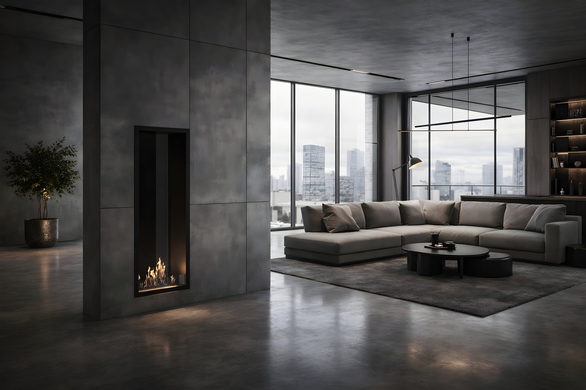 Verticale bio-ethanol doorkijkhaard Fame enkel glas 60 x 140 cm