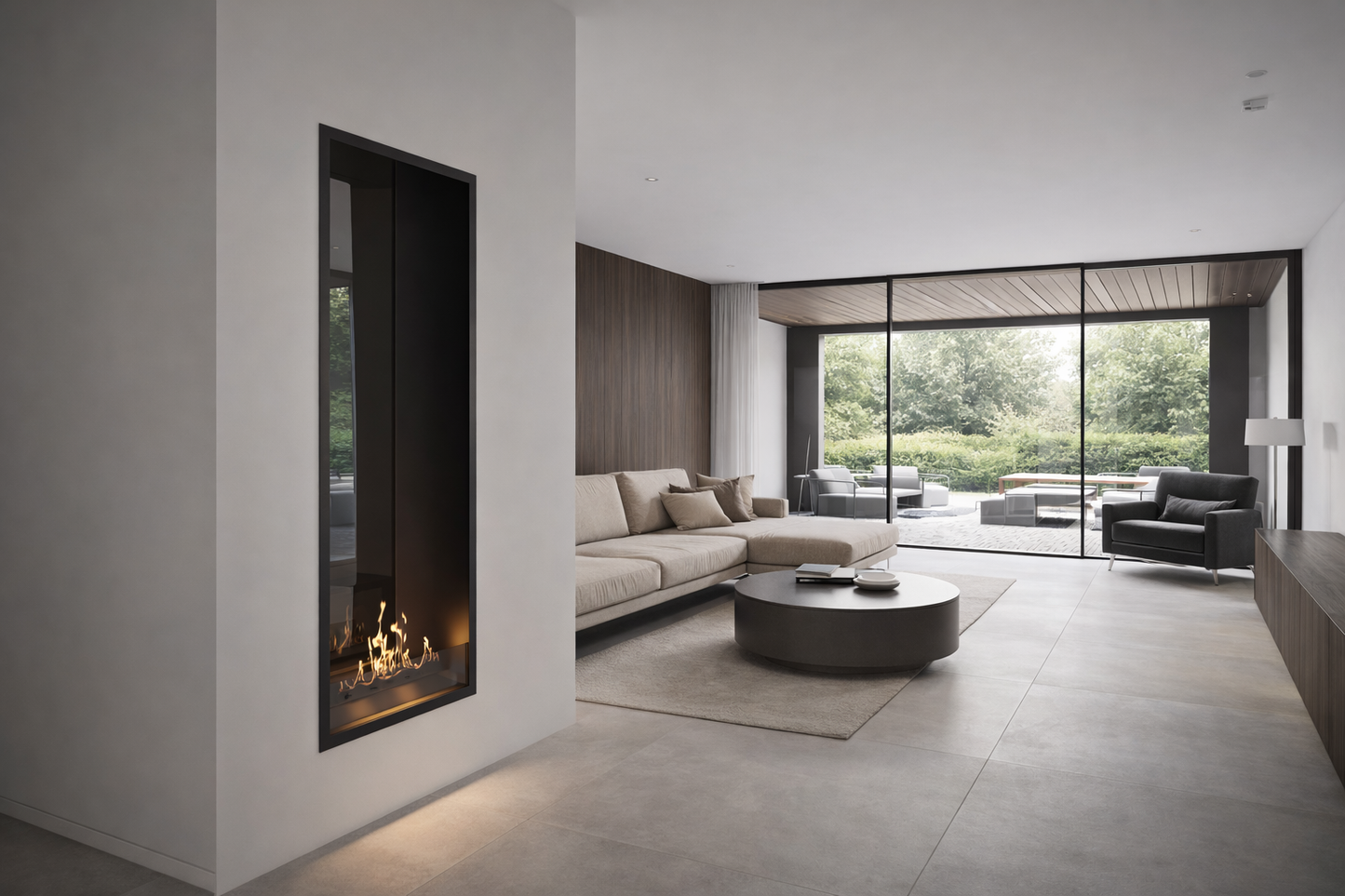 Verticale bio-ethanol doorkijkhaard Fame enkel glas 60 x 140 cm