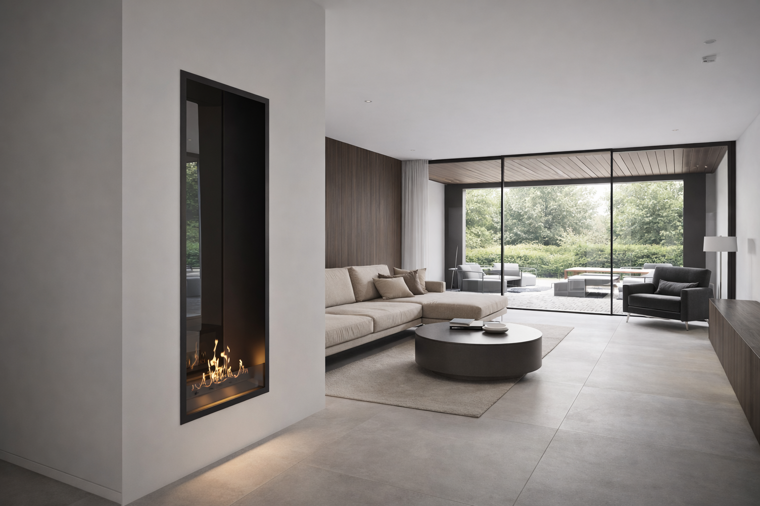 Verticale bio-ethanol doorkijkhaard Fame enkel glas 60 x 140 cm