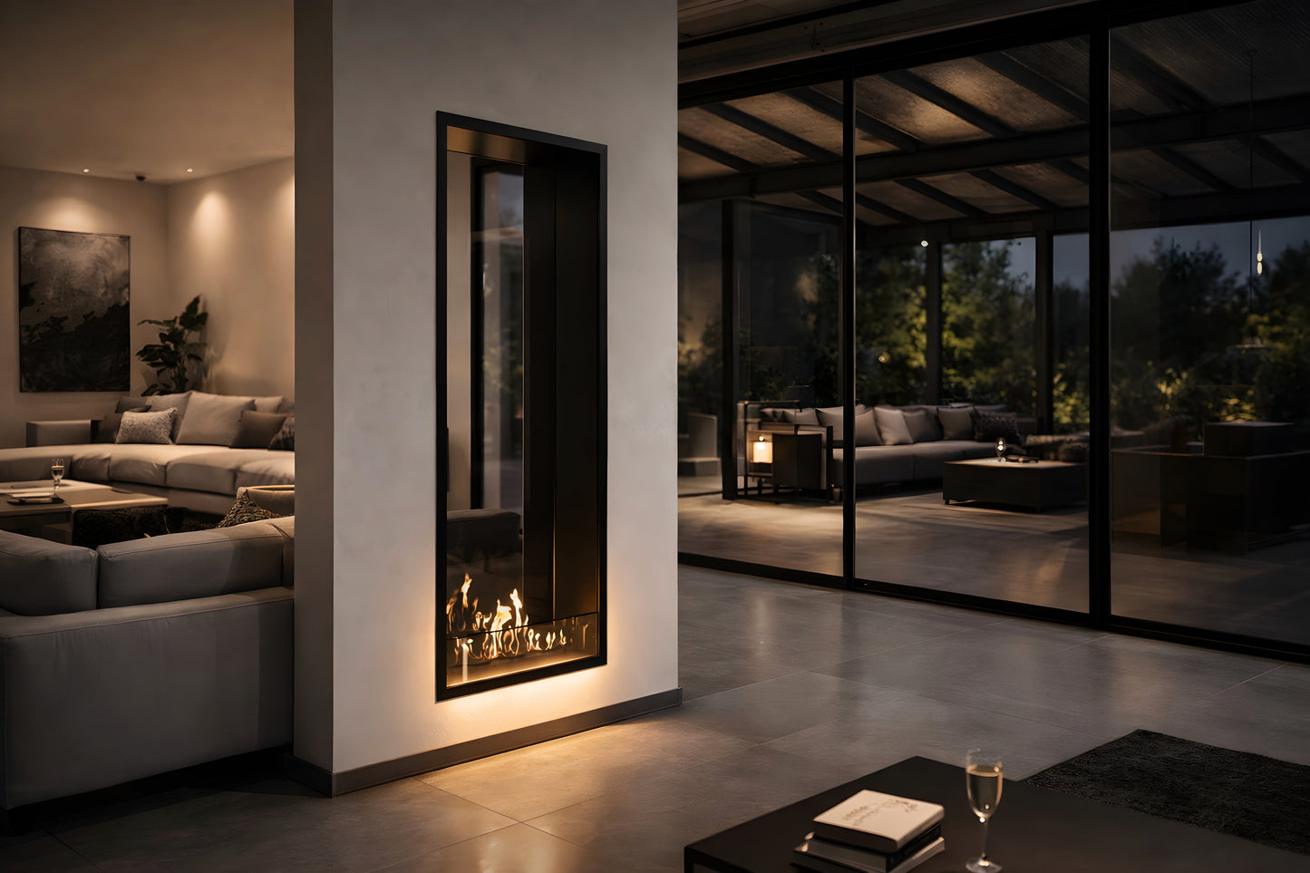 Verticale bio-ethanol doorkijkhaard Fame enkel glas 60 x 180 cm