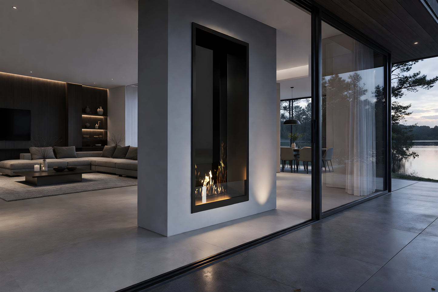 Verticale bio-ethanol doorkijkhaard Fame enkel glas 70 x 200 cm