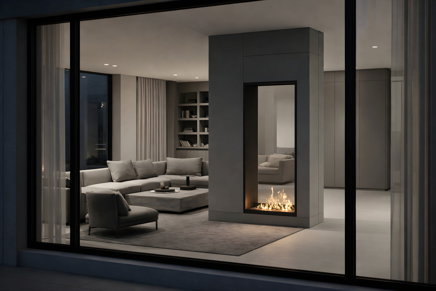 Verticale bio-ethanol doorkijkhaard Fame enkel glas 70 x 140 cm