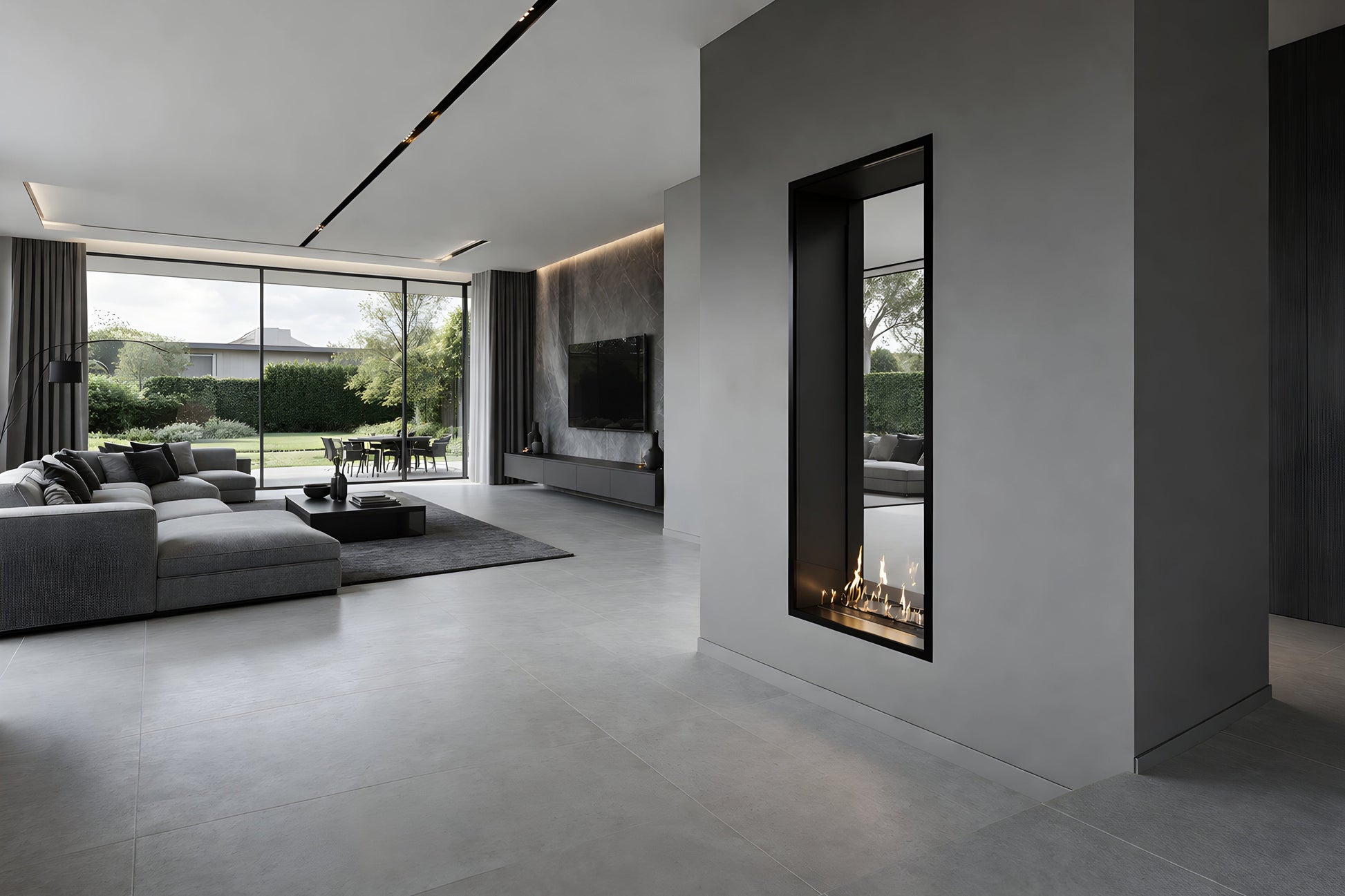 Verticale bio-ethanol doorkijkhaard Fame enkel glas 80 x 160 cm