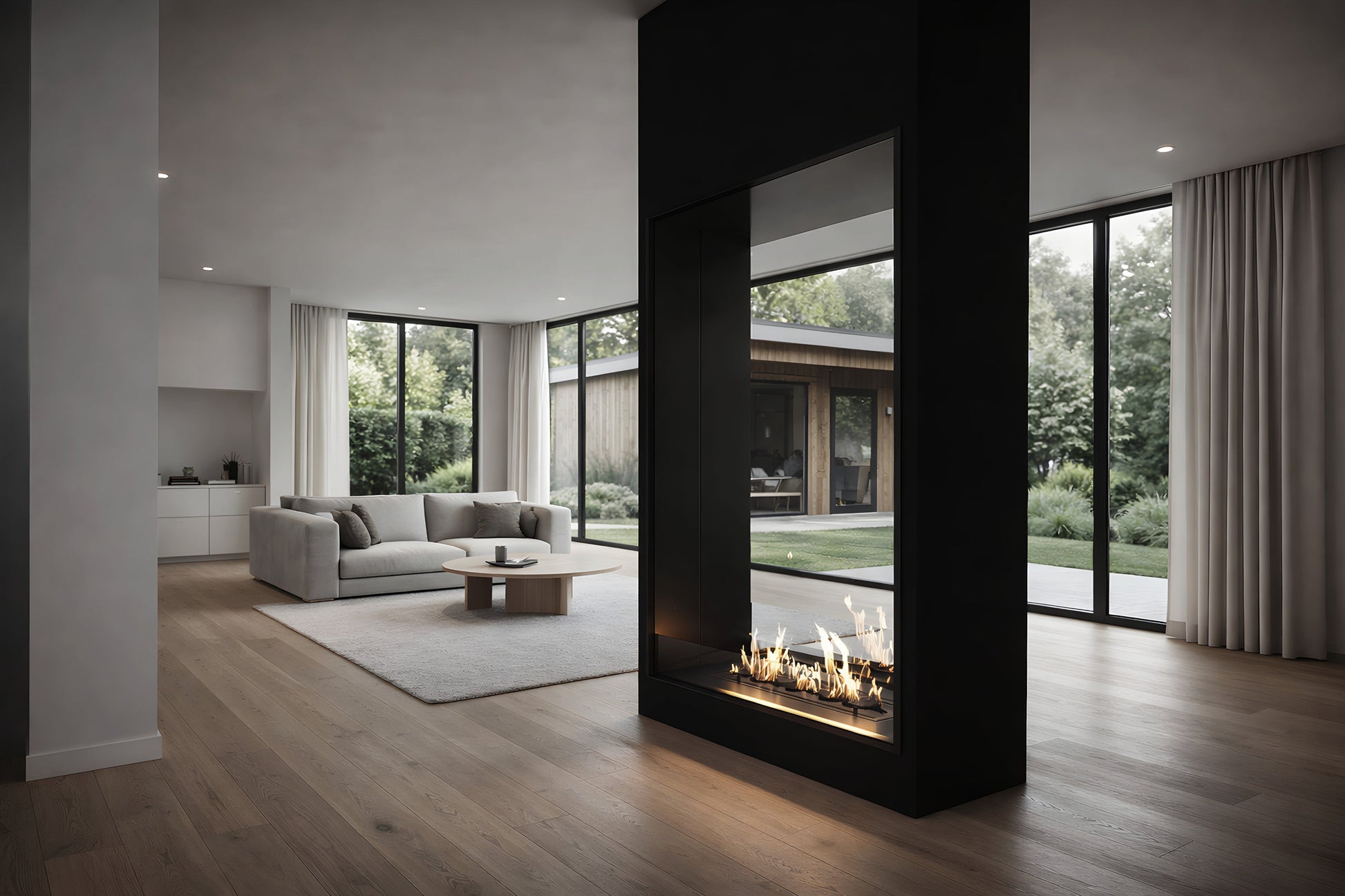 Verticale bio-ethanol doorkijkhaard Fame enkel glas 90 x 120 cm