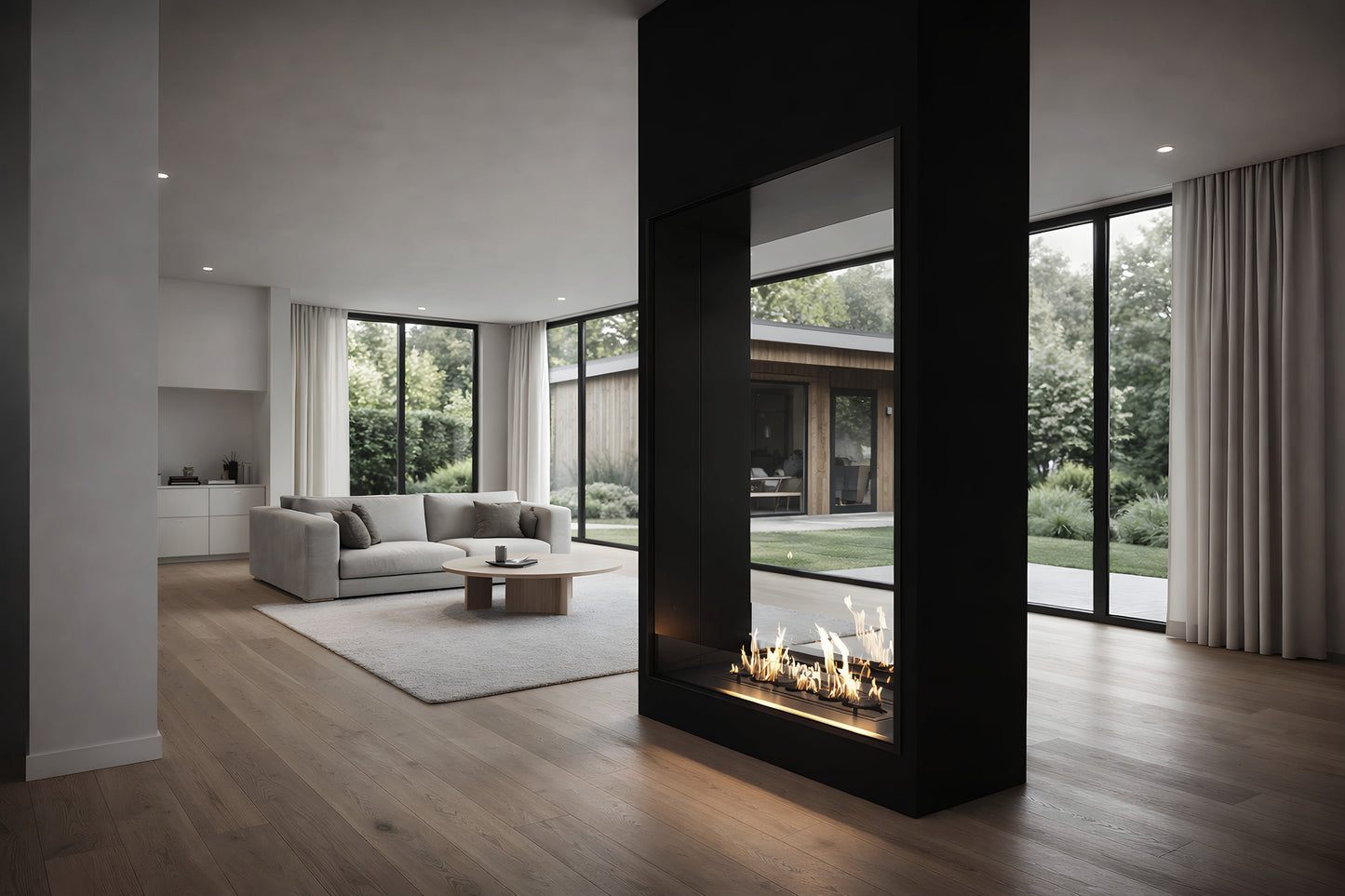 Verticale bio-ethanol doorkijkhaard Fame enkel glas 90 x 140 cm