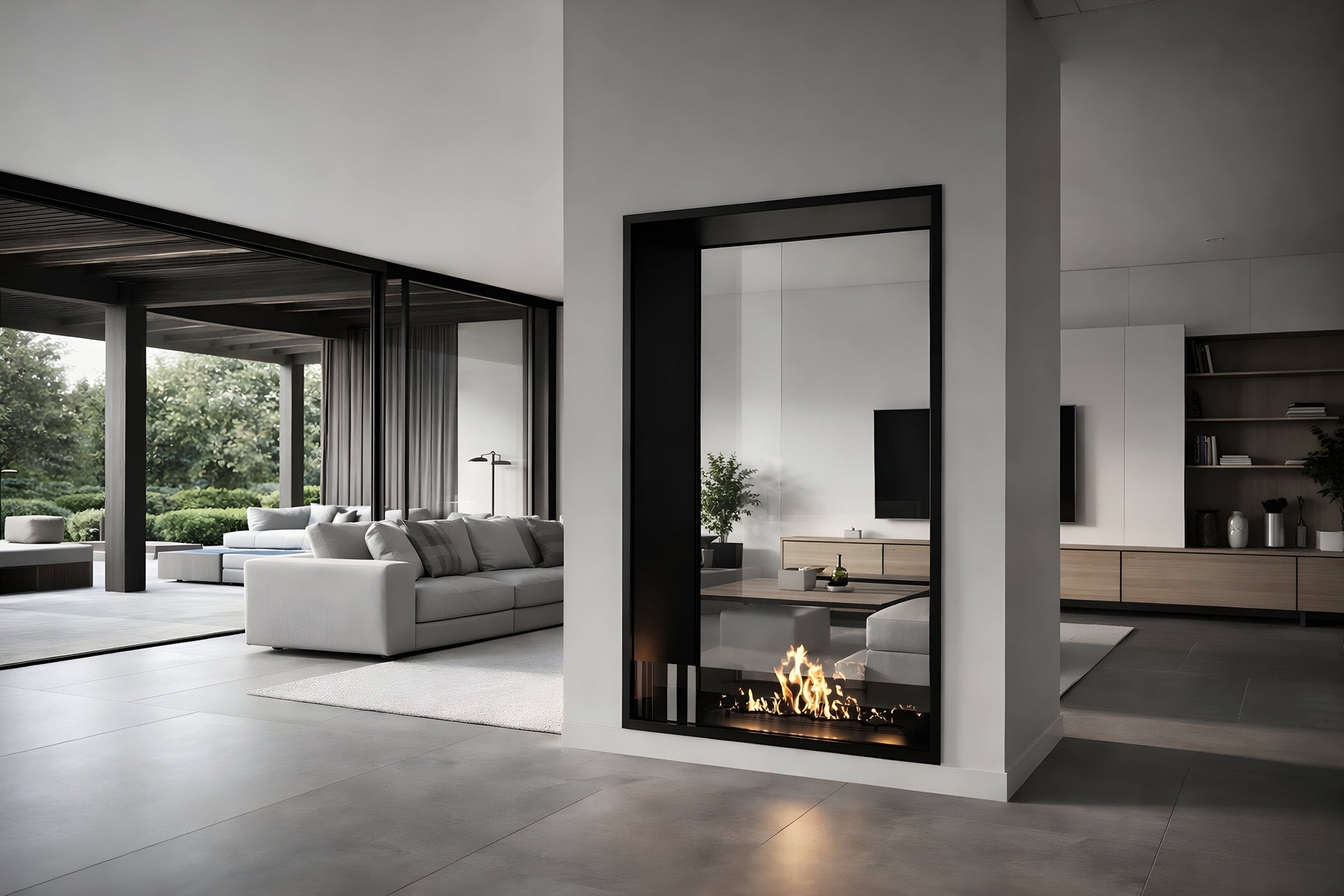 Verticale bio-ethanol doorkijkhaard Fame enkel volledig glas 90 x 200 cm