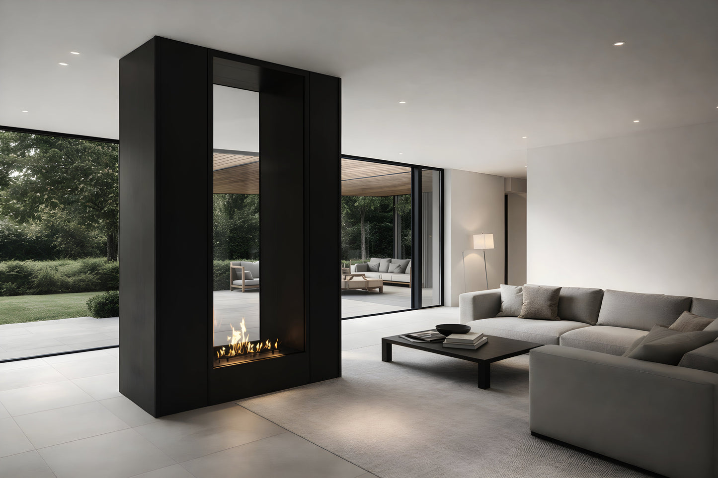 Verticale bio-ethanol doorkijkhaard Fame enkel glas 90 x 160 cm