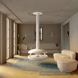 GlammFire Perola Plus Plafond Bio-ethanol Haard – Wit Staal Modern Design Ø101 cm