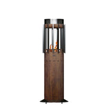 Gas Buitenhaard Selena Hedges Corten | GlammFire Verticale Vuurplaats Ø55 x 162,5 cm