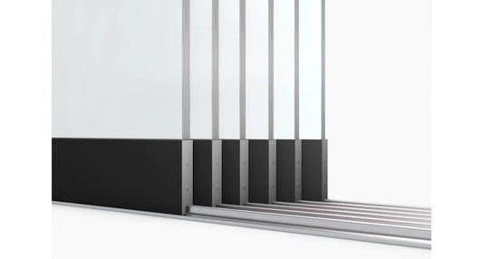 Glasschuifsysteem Comfort Plus R5 (5-spoor 98 cm) Breedte tot 442 cm Hoogte 200/230 cm