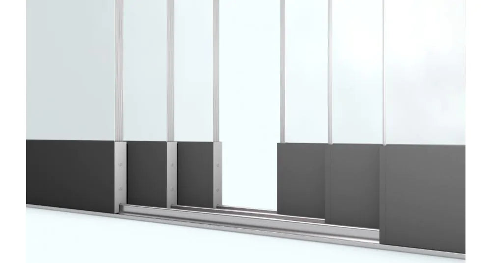 Glasschuifsysteem Comfort Plus R6 (3-spoor 82 cm) Breedte tot 484 cm Hoogte 200/230 cm - met middensluiting