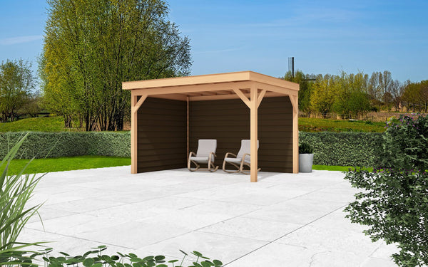 Douglas houten overkapping plat dak Grandiose 400x270 - Chique Buiten Leven