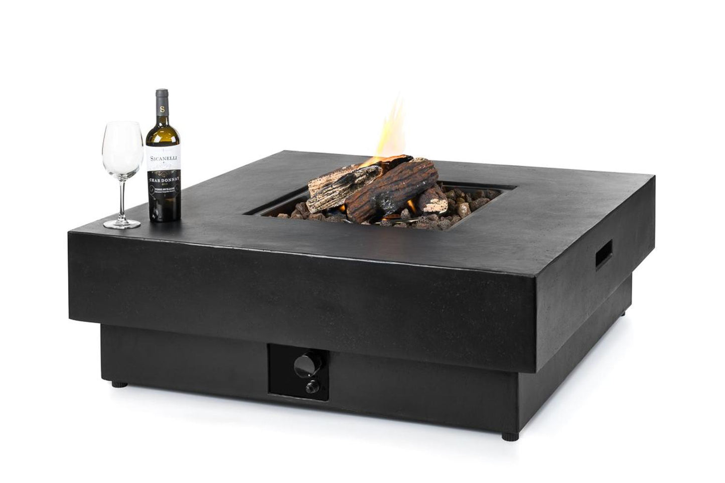 Happy Cocooning Vuurtafel Hestia Black – Stijlvolle Zwarte Gashaard voor Buiten - Chique Buiten Leven - Happy Cocooning vuurtafel op gas