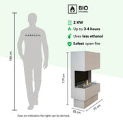 Nuoro Bioethanol-Kamin, Maßzeichnung