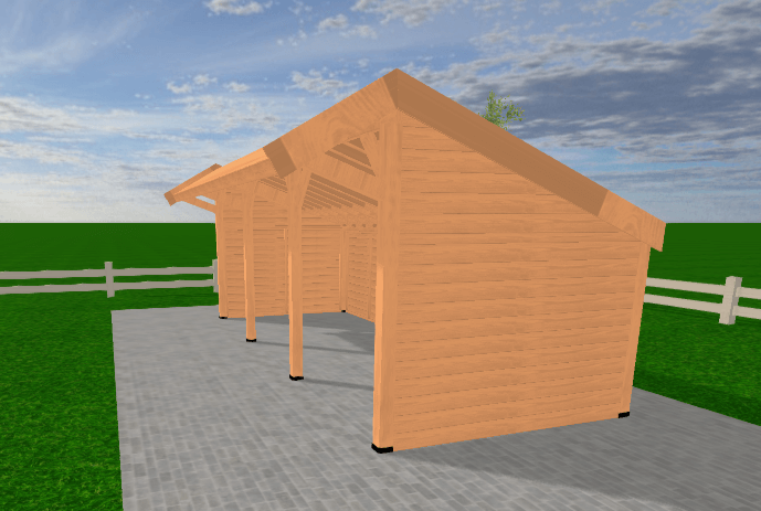 Douglas houten Kapschuur Sublime Yard Outdoor 750x350 - met Onbehandelde Rabatwanden