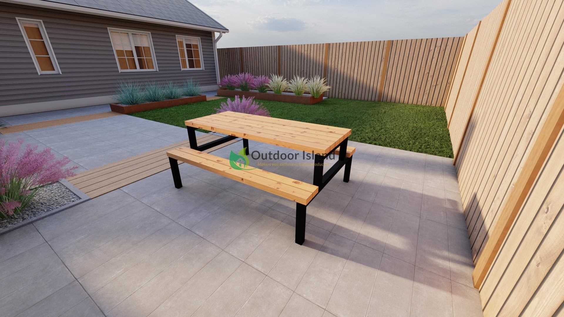 Kinderpicknicktafel van Douglas hout – Model H | Outdoor Island - Chique Buiten Leven - Outdoor Island - Kinderpicknicktafel