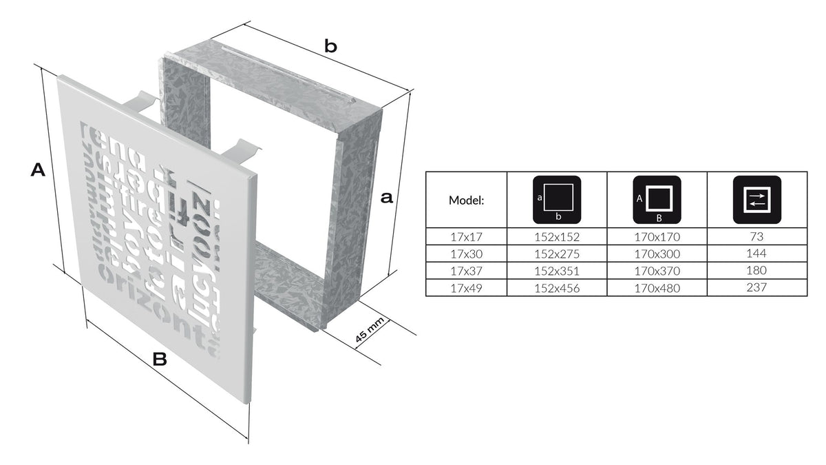 Kratki ABC ventilatierooster modern design