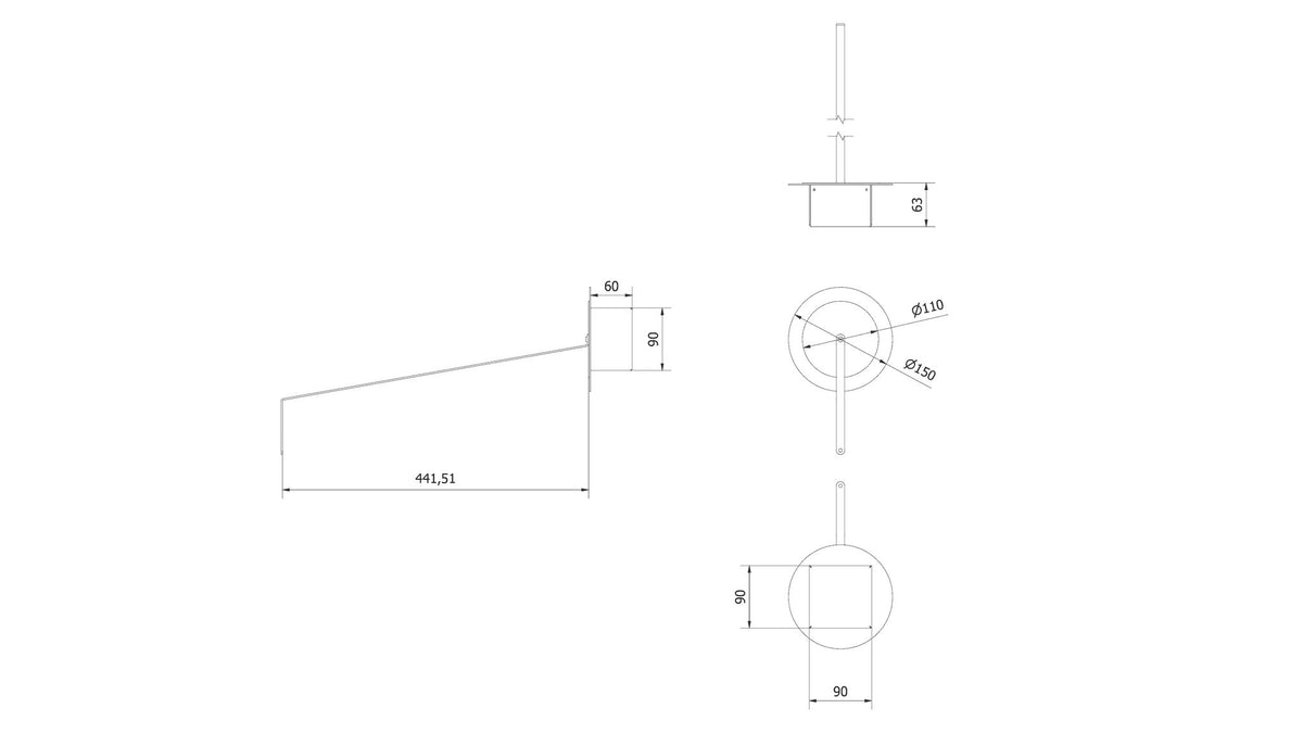Technische tekening met afmetingen van de Kratki AF/T/TUV brandercontainer