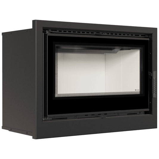 Kratki ARKE 80 haardcassette op hout, 12 kW, vooraanzicht