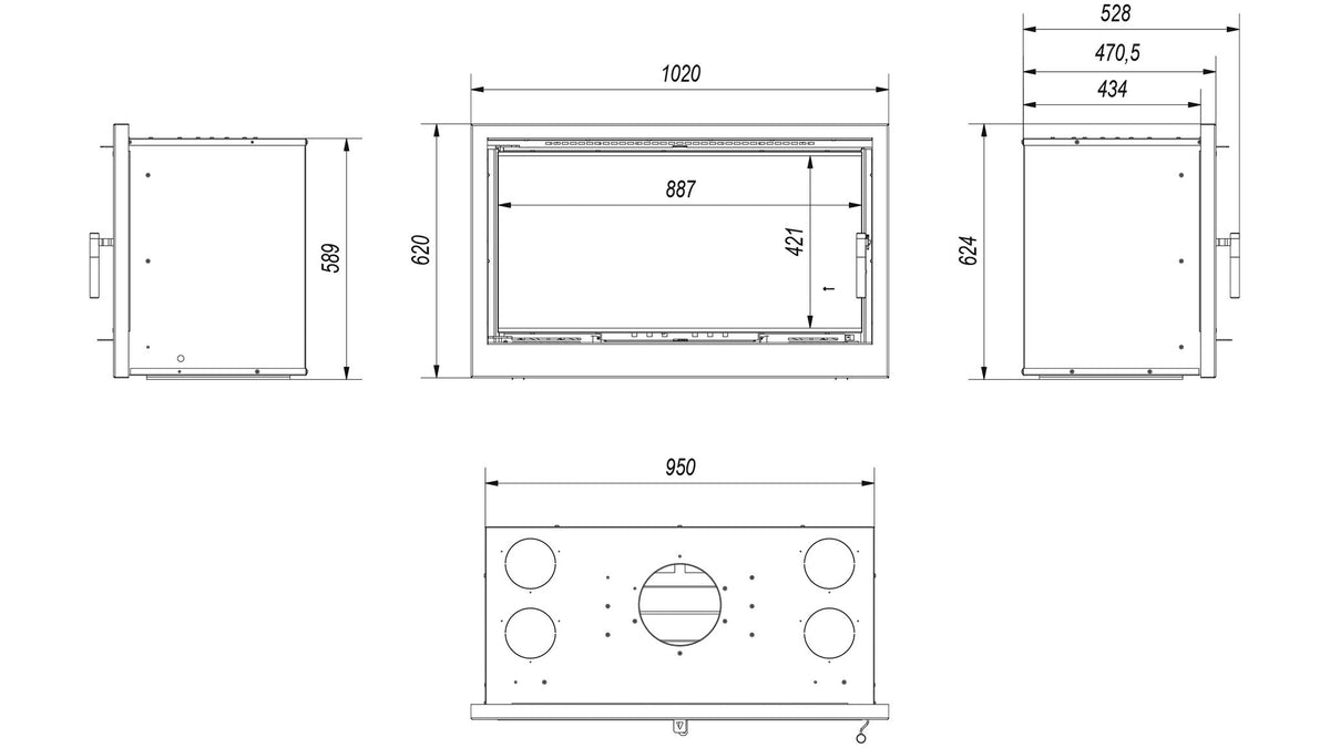 Technische tekening Kratki ARKE 95 met maten