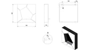 Technische tekening met afmetingen van de Kratki BALL wandhaard
