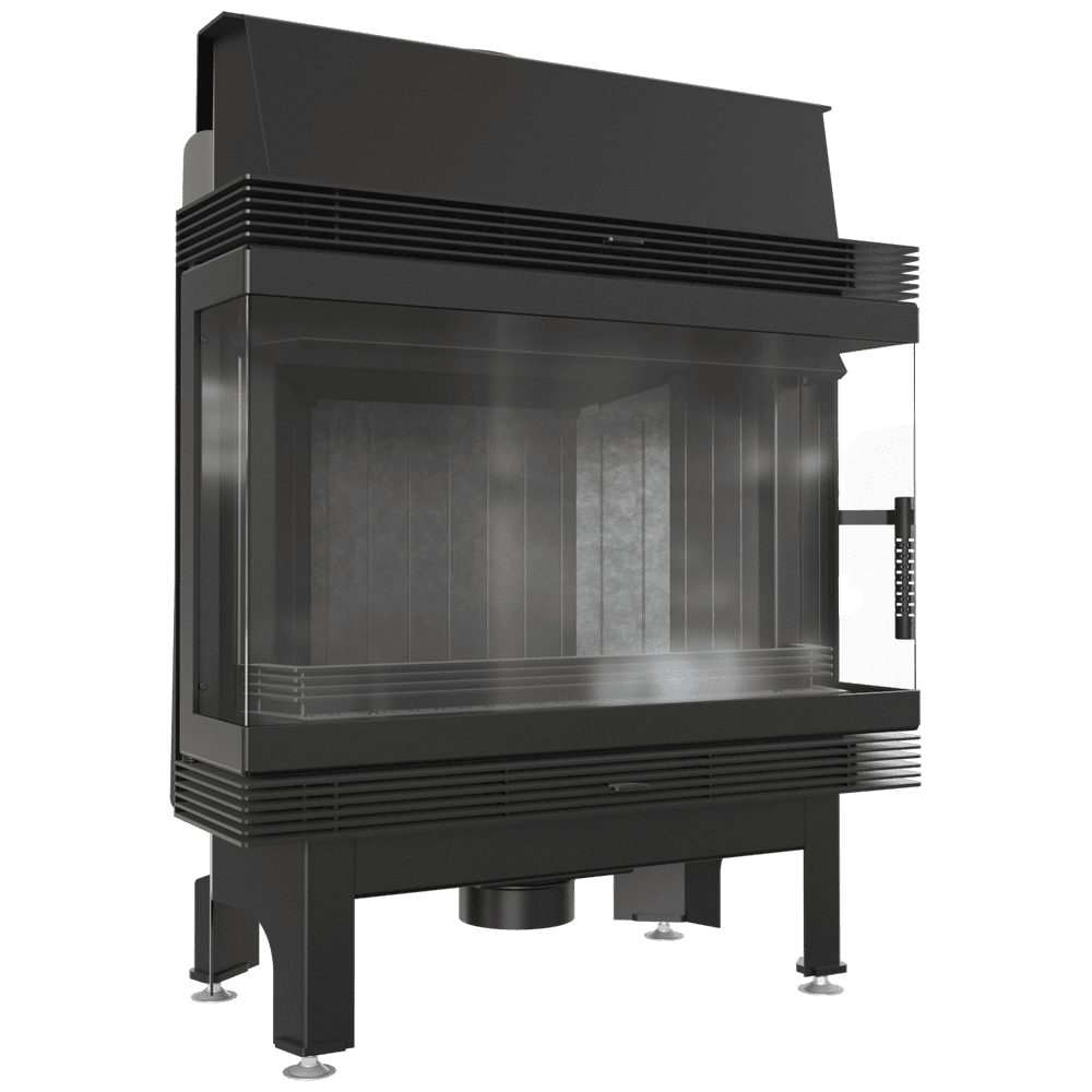 Kratki BLANKA 670/570 inbouwhaard hout 11 kW, driezijdig, zwarte Thermotec – productfoto
