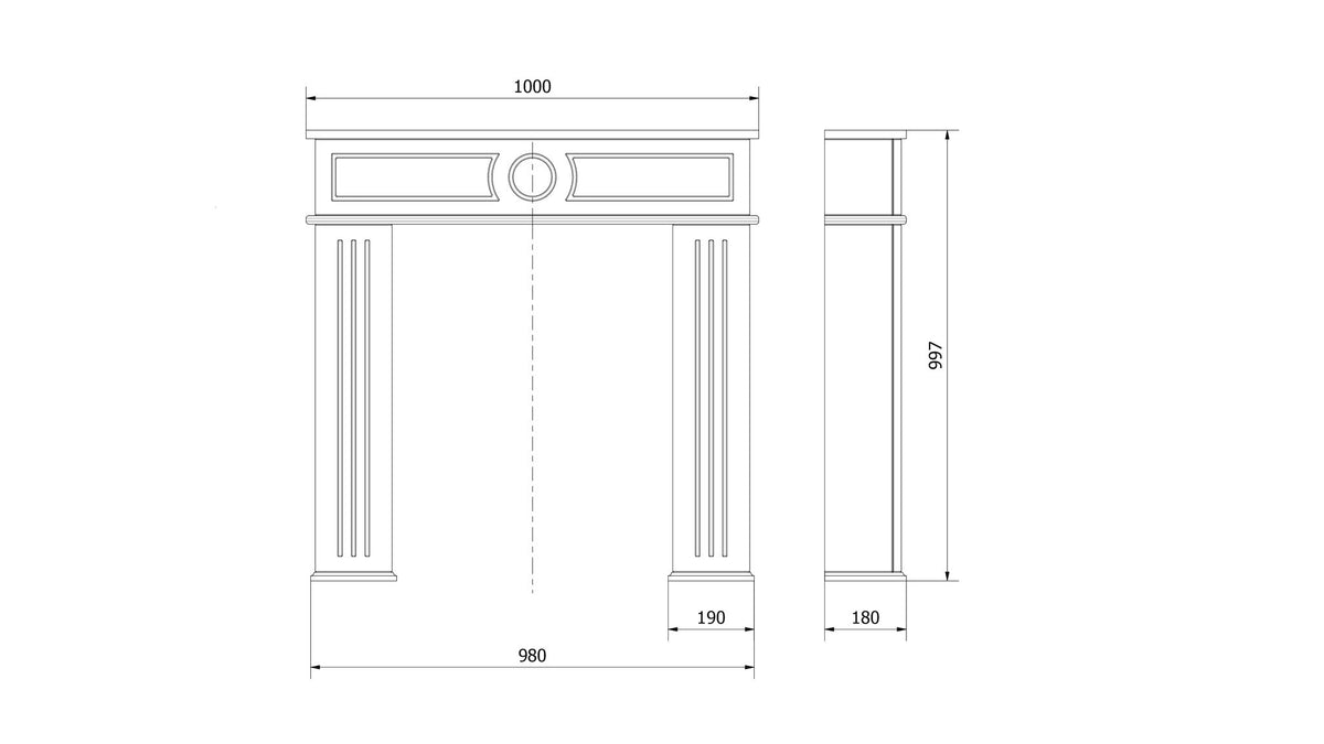 Technische tekening met afmetingen van het Kratki CANDLE HULA portaal