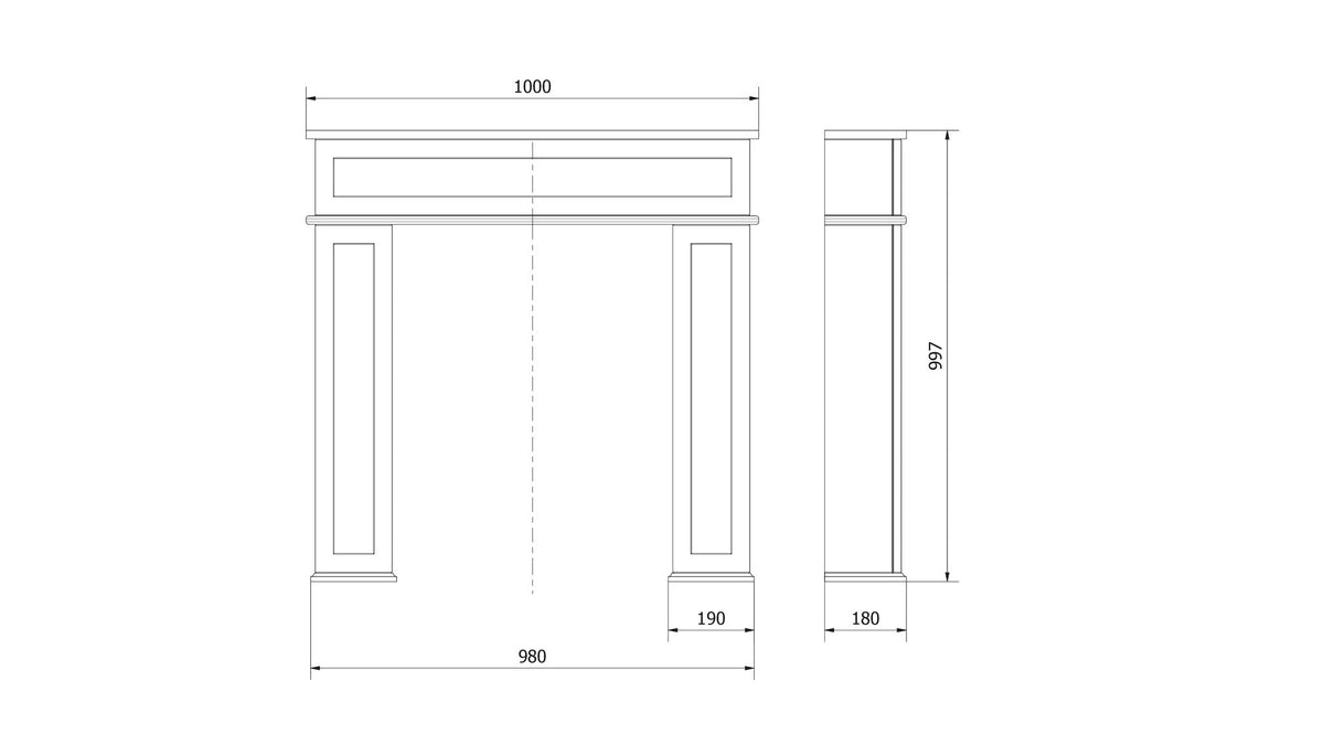 Technische tekening met afmetingen van het Kratki CANDLE TWIST portaal