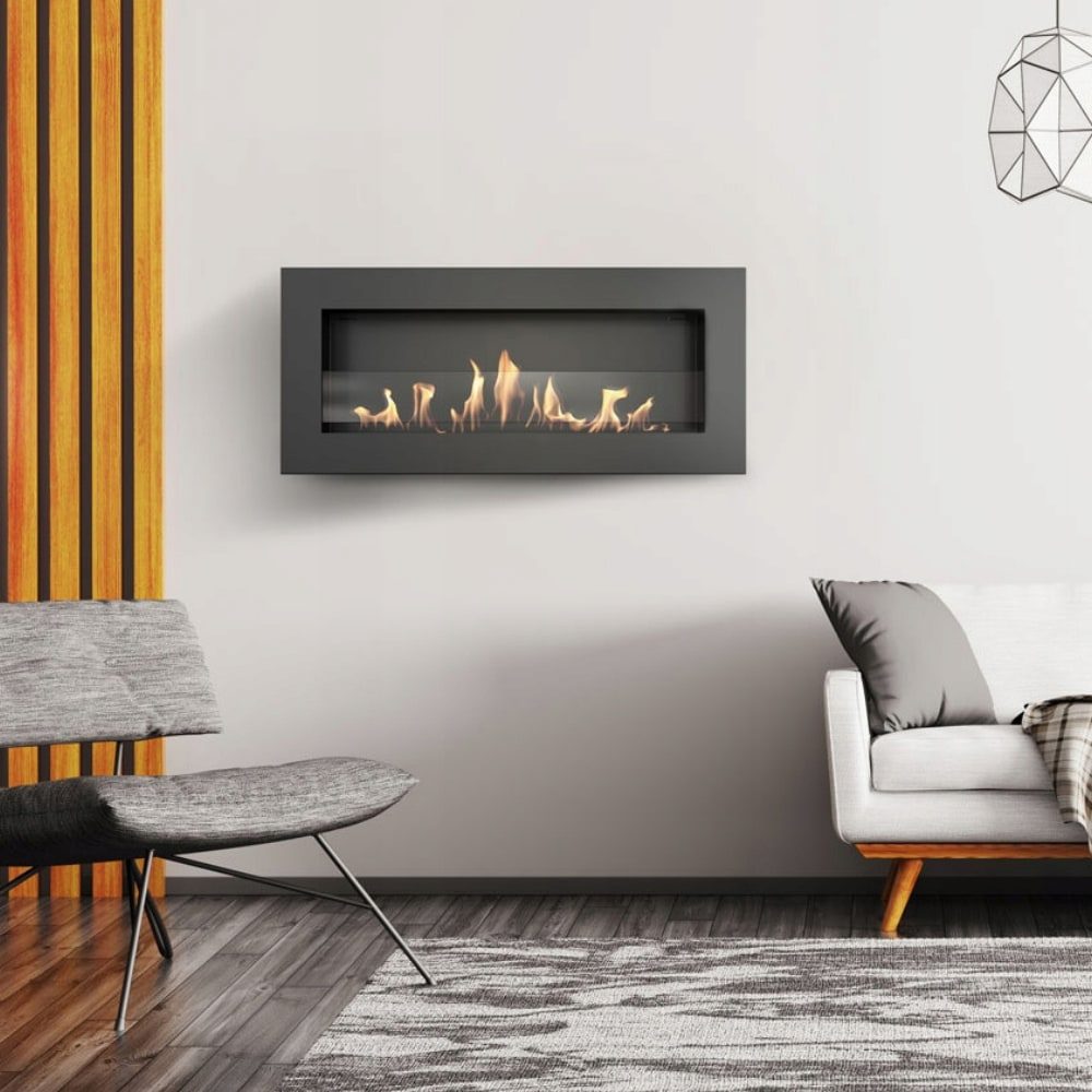 Kratki DELTA 2 SLIM wandhaard met glazen scherm voor de vlam
