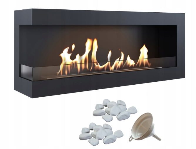 Kratki DELTA 1200 links met glazen scherm en decoratieve stenen