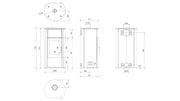 Technische tekening van de Kratki EPSILON houtkachel