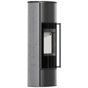 Kratki ERIK W hoher Kaminofen mit Keramik in Grau-Satin