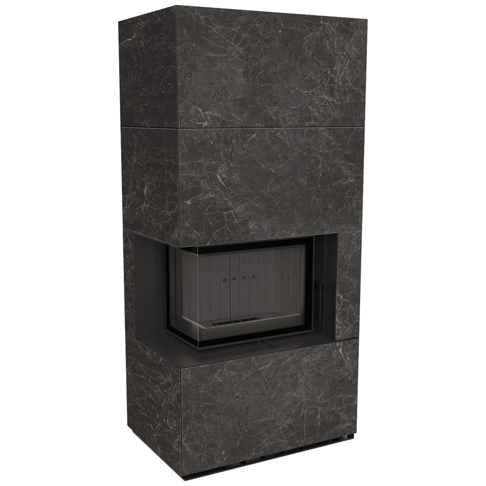 Kratki FLOKI BOX met gemarmerde kwartssinter Nero Greco en zwarte binnenbekleding