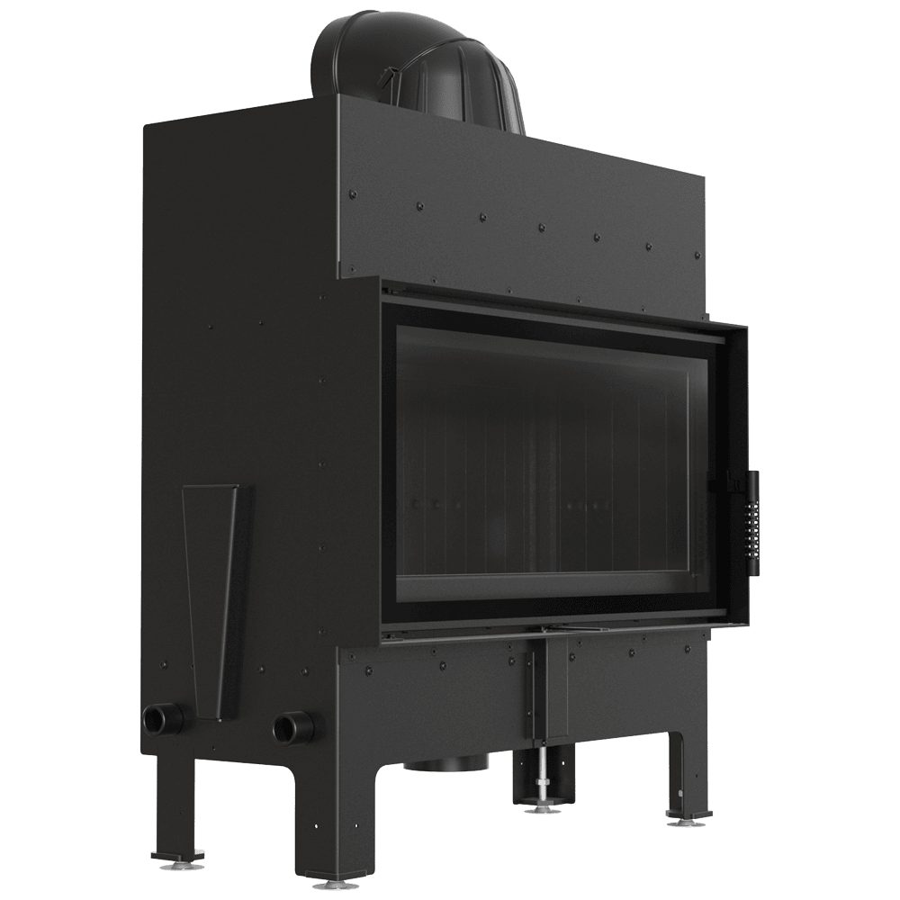 Kratki FLOKI L inbouwhaard hout, recht met zwarte Thermotec – productfoto