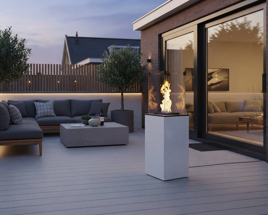 Gasheizstrahler für Außen – Patio Terrassenheizer mit Glasscheibe Weiß 8,2 kW Automatisch - 74kg | Kratki