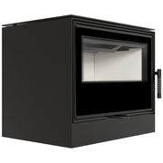 Kratki KARI 70 inbouwhaard hout met zwart stalen front en decoratief glas