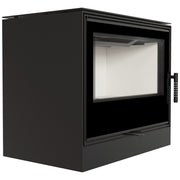 Kratki KARI 80 inbouwhaard hout met zwart stalen front en decoratief glas