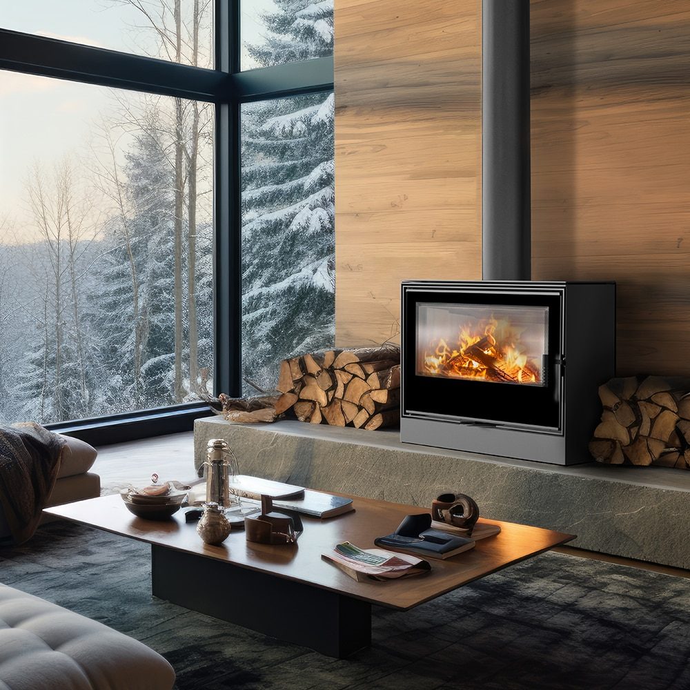 Kratki KARI 80 inbouwhaard in een modern interieur
