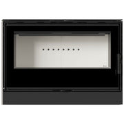 Kratki KARI 95 brede inbouwhaard hout met zwart stalen front en decoratief glas