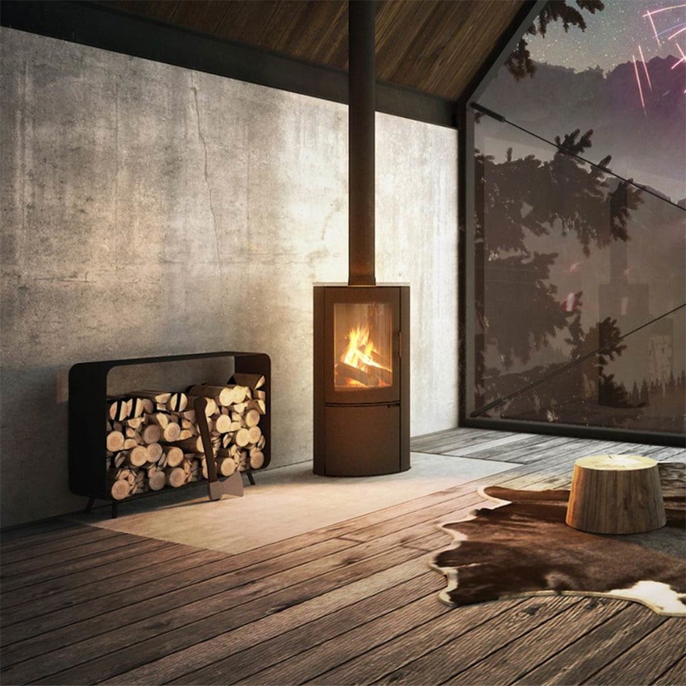 Kratki KOZA AB houtkachel in een woonkamer als vrijstaande warmtebron