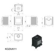 Technische tekening van de Kratki K11 houtkachel