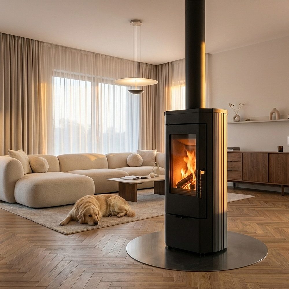 Kratki K12 houtkachel in een woonkamer