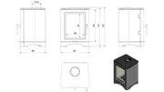 Technische tekening van de Kratki KOZA K5 houtkachel Ø 150 mm