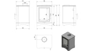 Technische maattekening van de Kratki KOZA K5 S houtkachel
