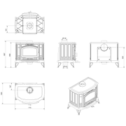 Technische tekening van de Kratki KOZA K9 ECO houtkachel