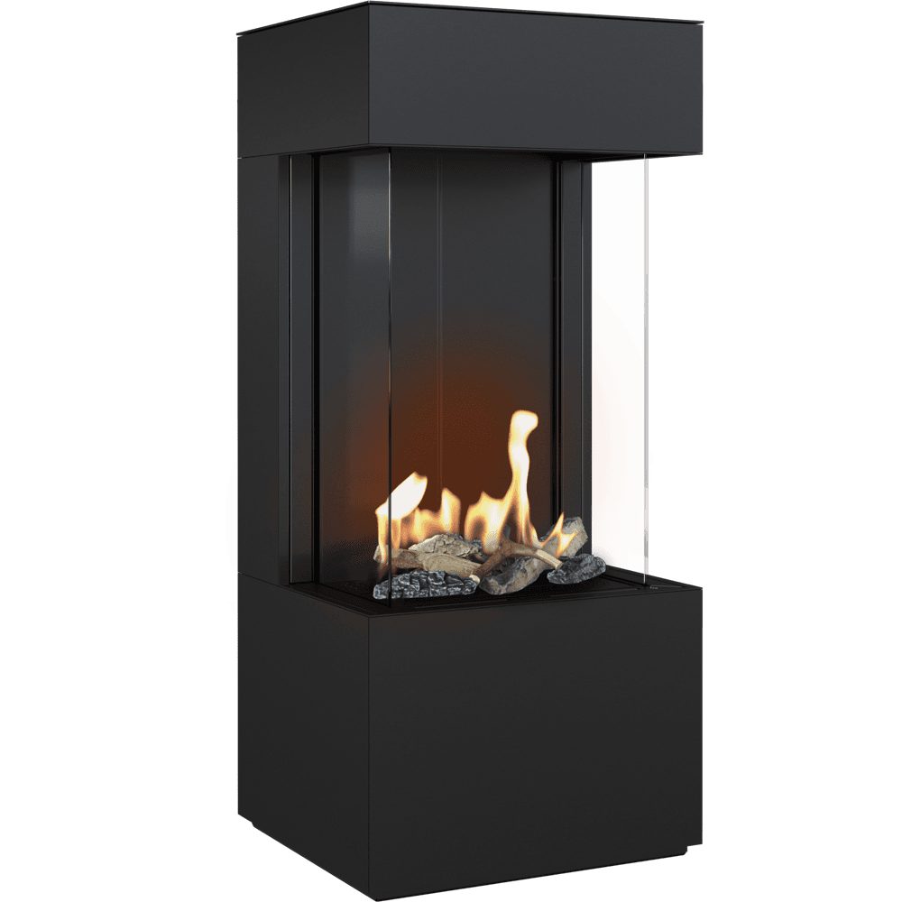 Kratki LEO HOME EASY BOX 45/68 gashaard in zwarte stalen ombouw met vuur