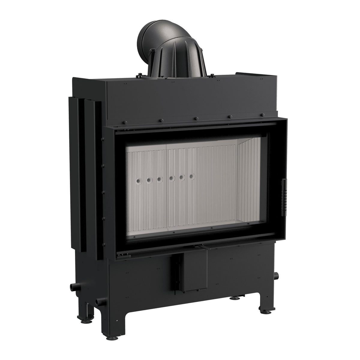 Kratki LUCY 14 SLIM houtgestookte inbouwhaard, frontale uitvoering met witte Thermotec-bekleding