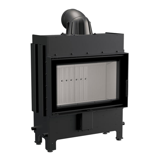 Kratki LUCY 14 SLIM houtgestookte inbouwhaard, frontale uitvoering met witte Thermotec-bekleding