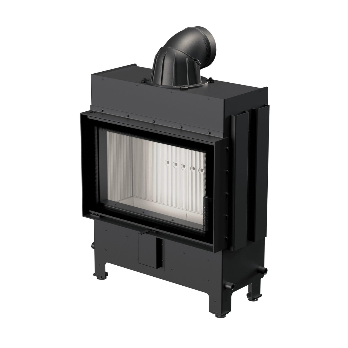 Kratki LUCY 14 SLIM inbouwhaard, detail van deur en verbrandingskamer
